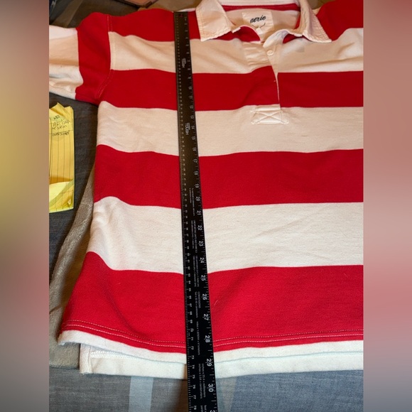 Aerie Oversized Prep Rally Rugby Shirt Red White Stripe Y2K Aesthetic Small - Picture 9 of 12